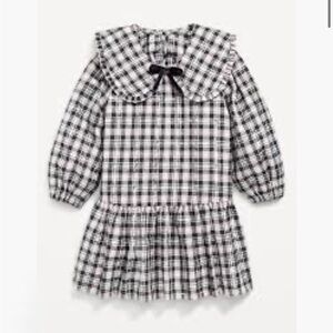Old Navy Long-Sleeve Plaid Collared Dress - Black & White Plaid